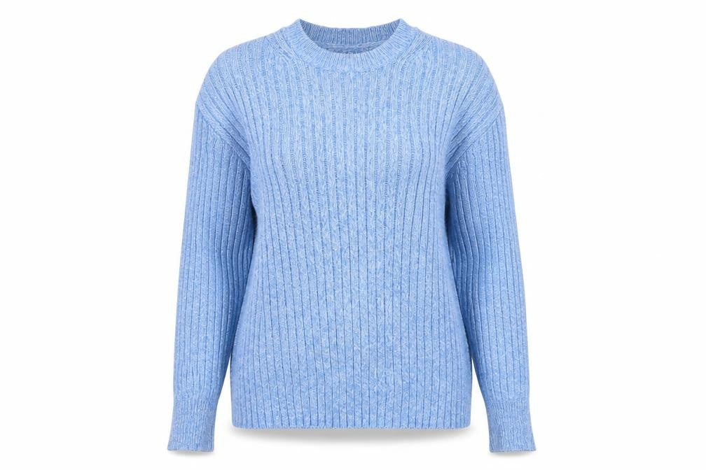 Marks and Spencer Women Blue UK 12 Crew Neck Rib Knit Jumper