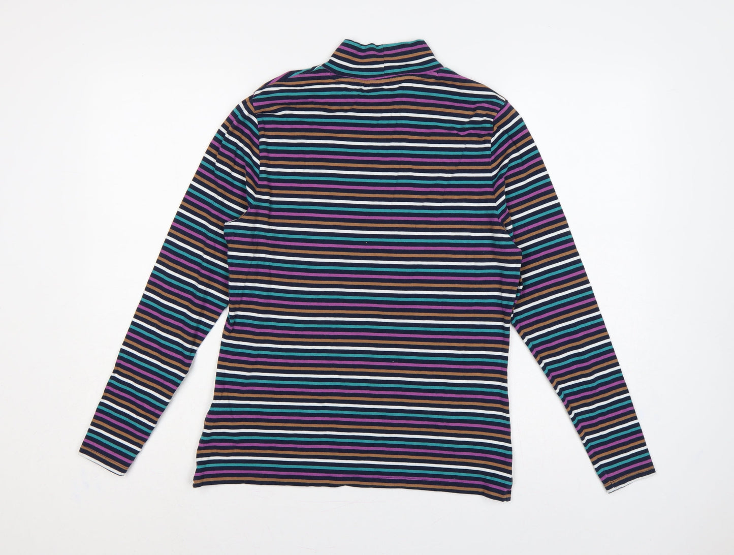 Marks and Spencer Women Multicoloured UK 14 Striped Roll Neck Top