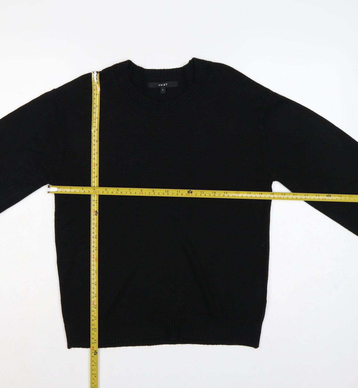 Next Women’s Black Size S Crew Neck Balloon Sleeve Knit Jumper