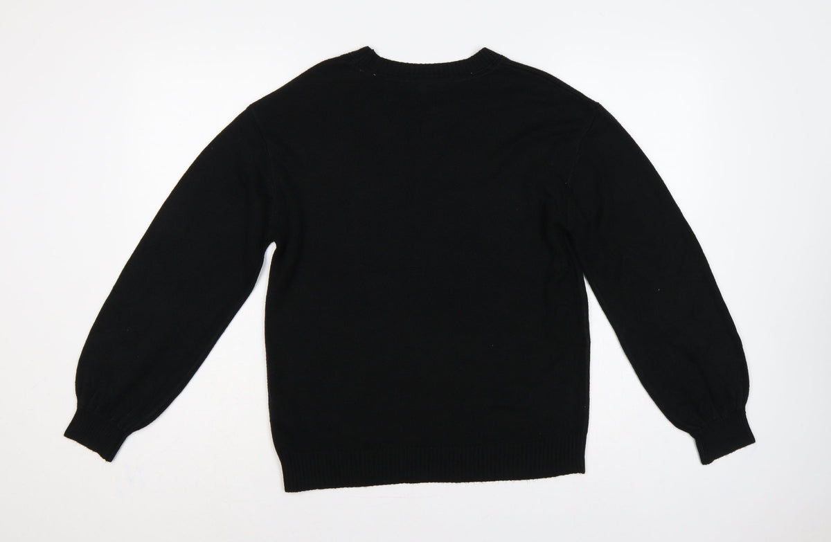 Next Women’s Black Size S Crew Neck Balloon Sleeve Knit Jumper