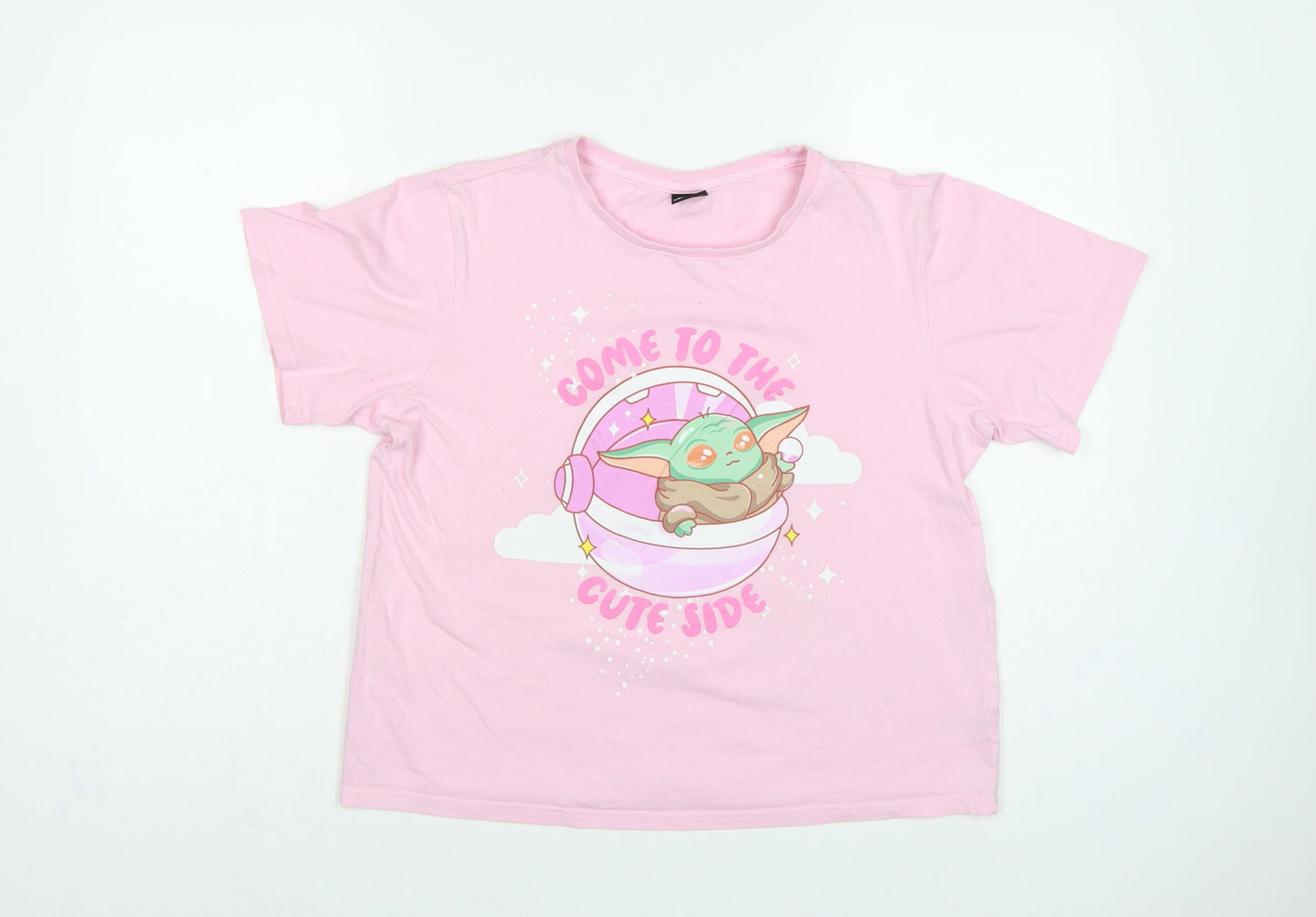 Star Wars Women's Pink M Grogu Graphic Cotton Pyjama T-Shirt Set