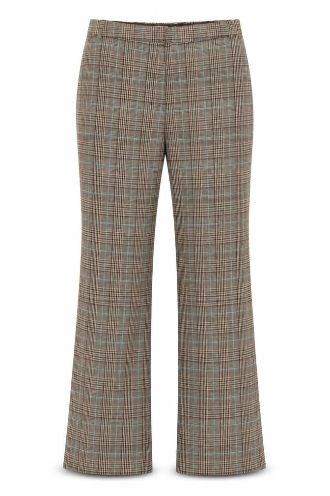 Mango Women’s Brown Check Flared Tailored Trousers UK 8