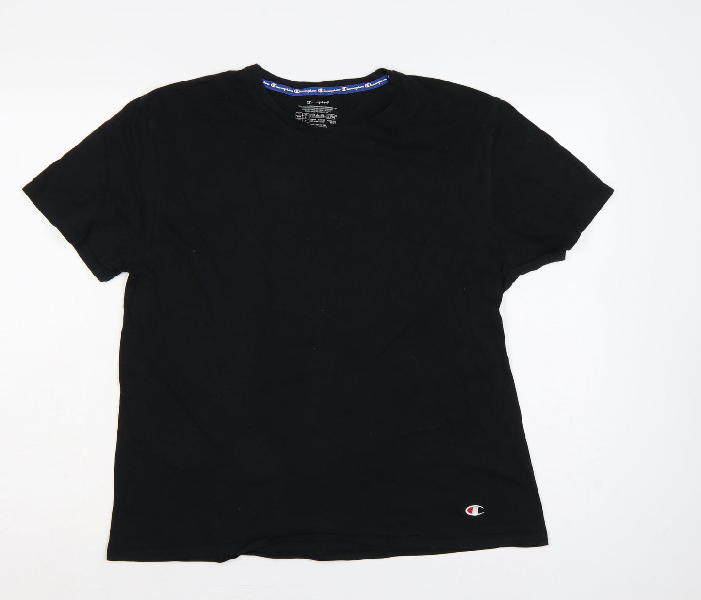 Champion Women’s Black L Basic Cotton Crew Neck Logo T-Shirt