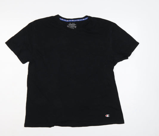 Champion Women’s Black L Basic Cotton Crew Neck Logo T-Shirt