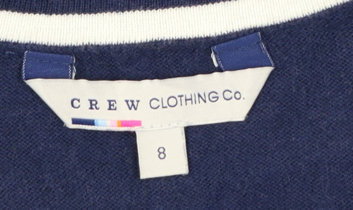 Crew Clothing Co. Women's Navy Blue UK 8 V-Neck Cotton Cashmere Jumper