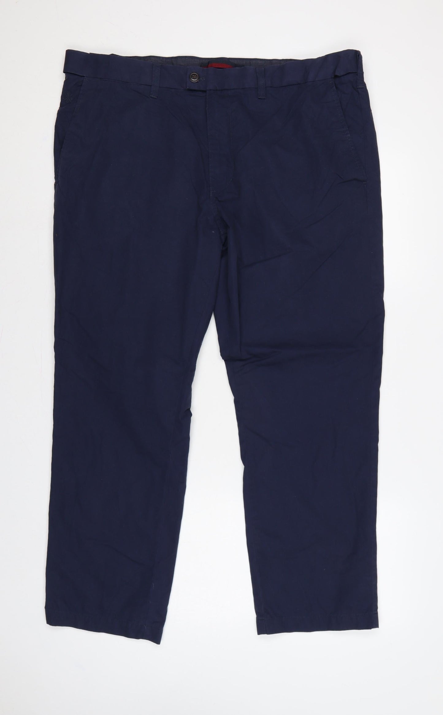 Marks and Spencer Men’s Navy 42in 33in Chino Straight Cotton Trousers