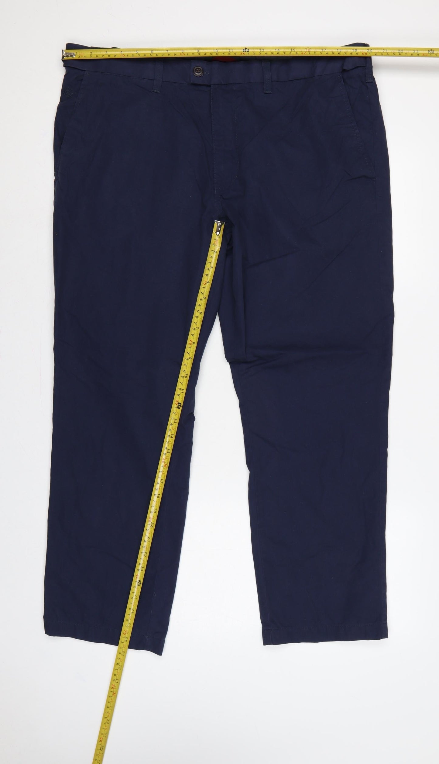 Marks and Spencer Men’s Navy 42in 33in Chino Straight Cotton Trousers