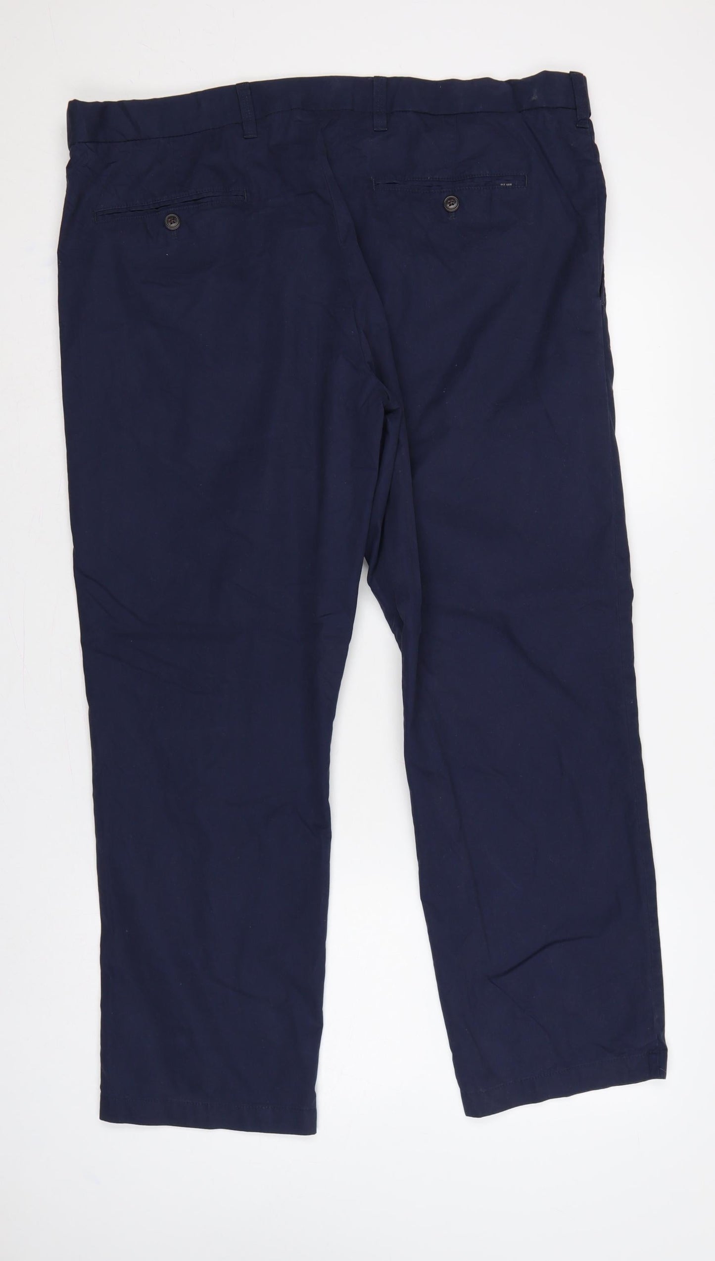 Marks and Spencer Men’s Navy 42in 33in Chino Straight Cotton Trousers