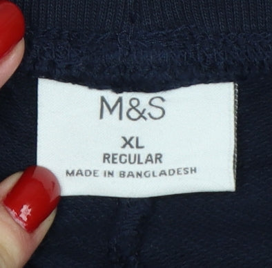 Marks and Spencer Men’s Blue XL Regular Cotton Blend Jogger Trousers