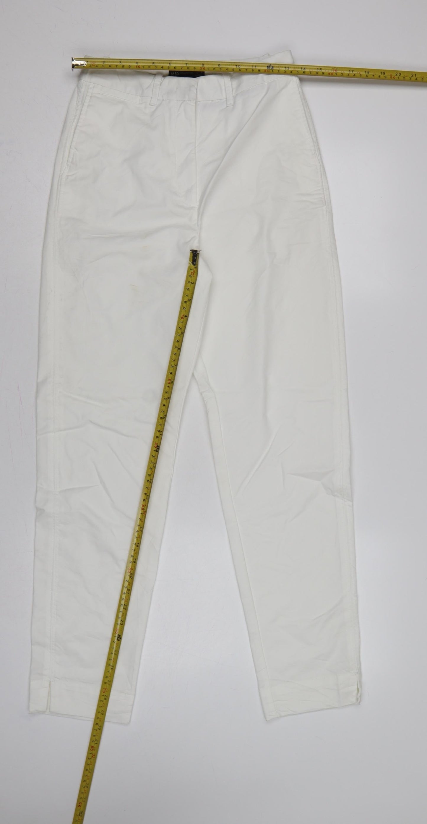M&S Women’s White Size 8 Long Tapered Chino Trousers
