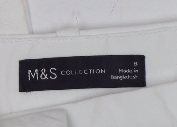 M&S Women’s White Size 8 Long Tapered Chino Trousers