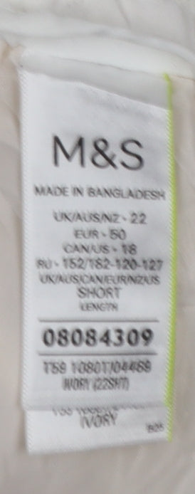 M&S Women White UK 22 Cropped Wide-Leg Drawstring Trousers