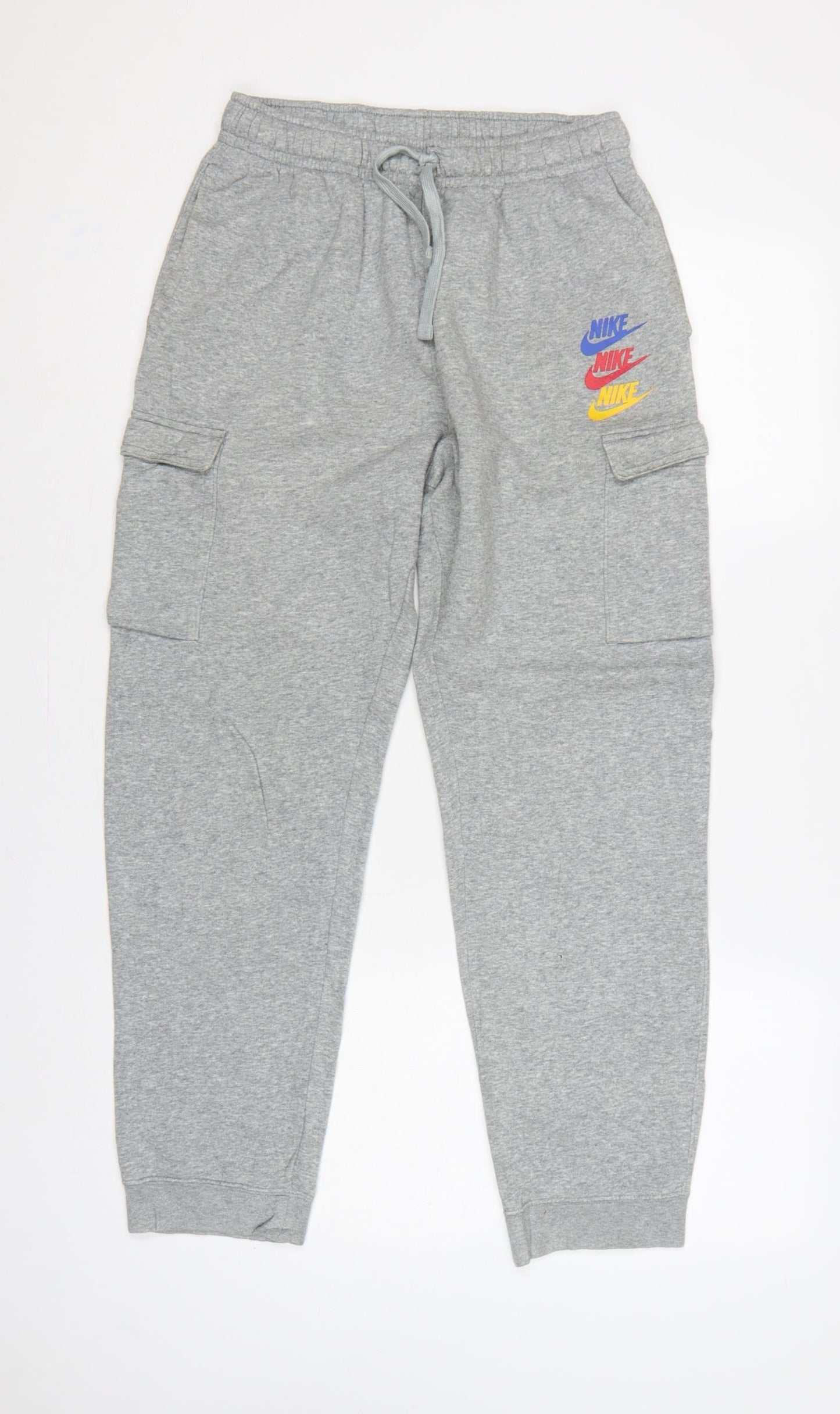 Nike Boys Grey XL 158-170cm Cargo Joggers Sweatpants Logo