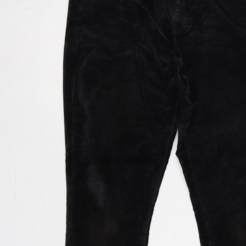Lands' End Women Black UK 12 Tapered Velvet Trousers