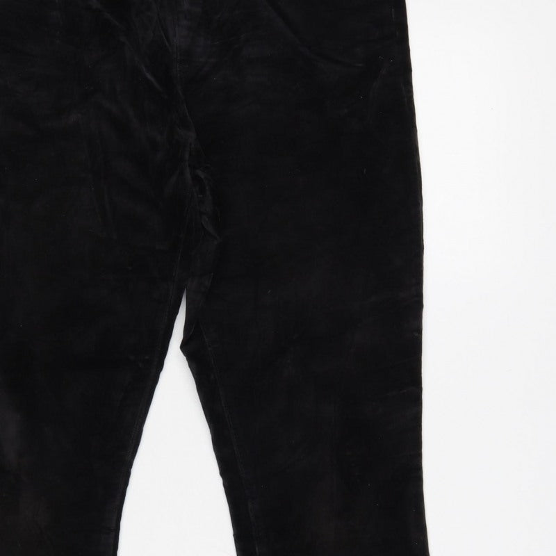 Lands' End Women Black UK 12 Tapered Velvet Trousers