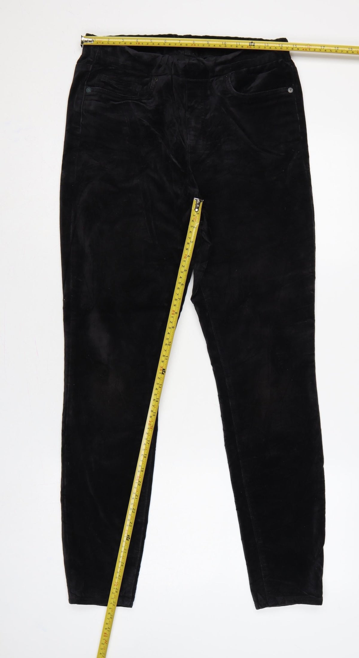 Lands' End Women Black UK 12 Tapered Velvet Trousers