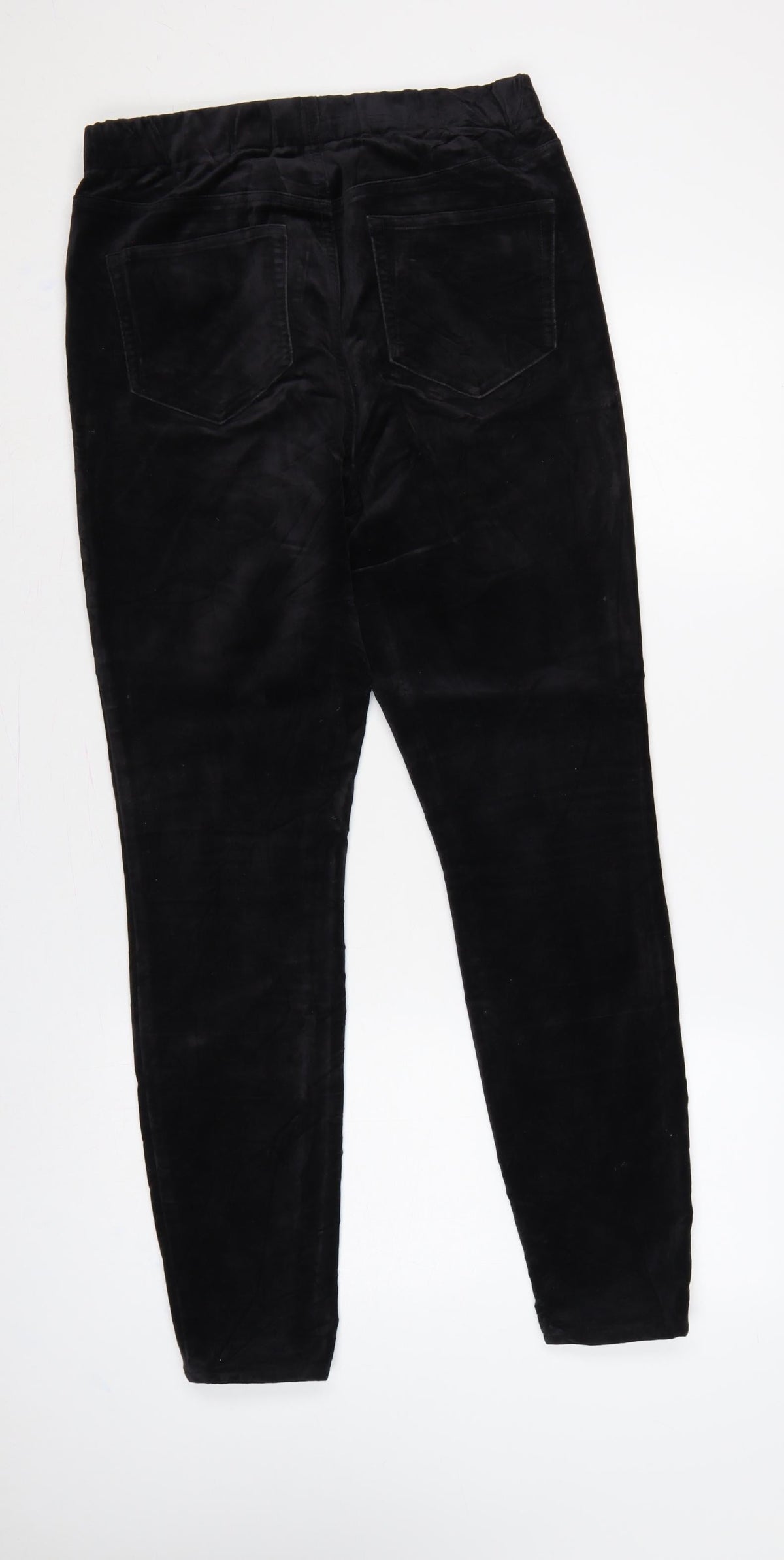 Lands' End Women Black UK 12 Tapered Velvet Trousers