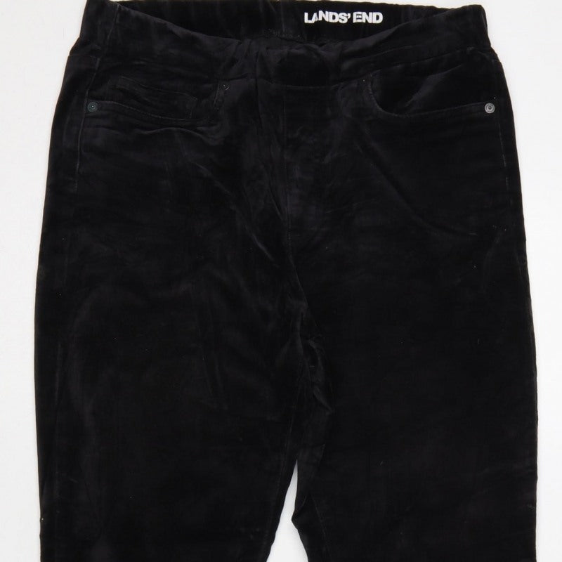 Lands' End Women Black UK 12 Tapered Velvet Trousers