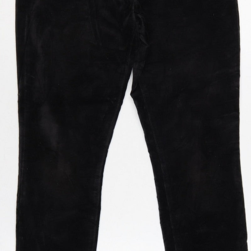 Lands' End Women Black UK 12 Tapered Velvet Trousers