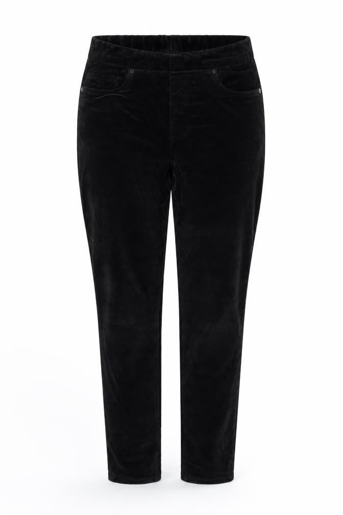 Lands' End Women Black UK 12 Tapered Velvet Trousers