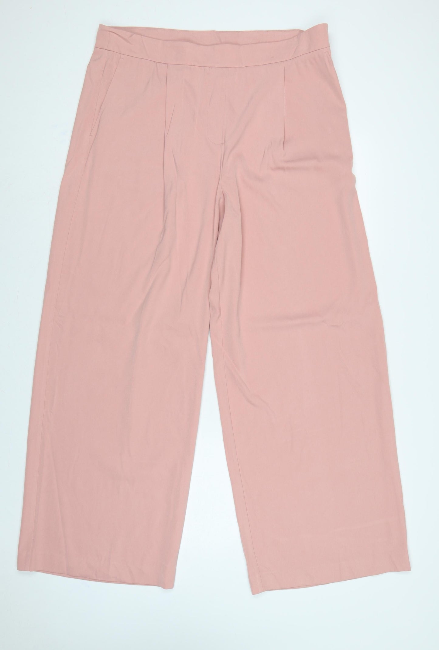 Marks and Spencer Women Pink UK 18 Wide-Leg Trousers Regular