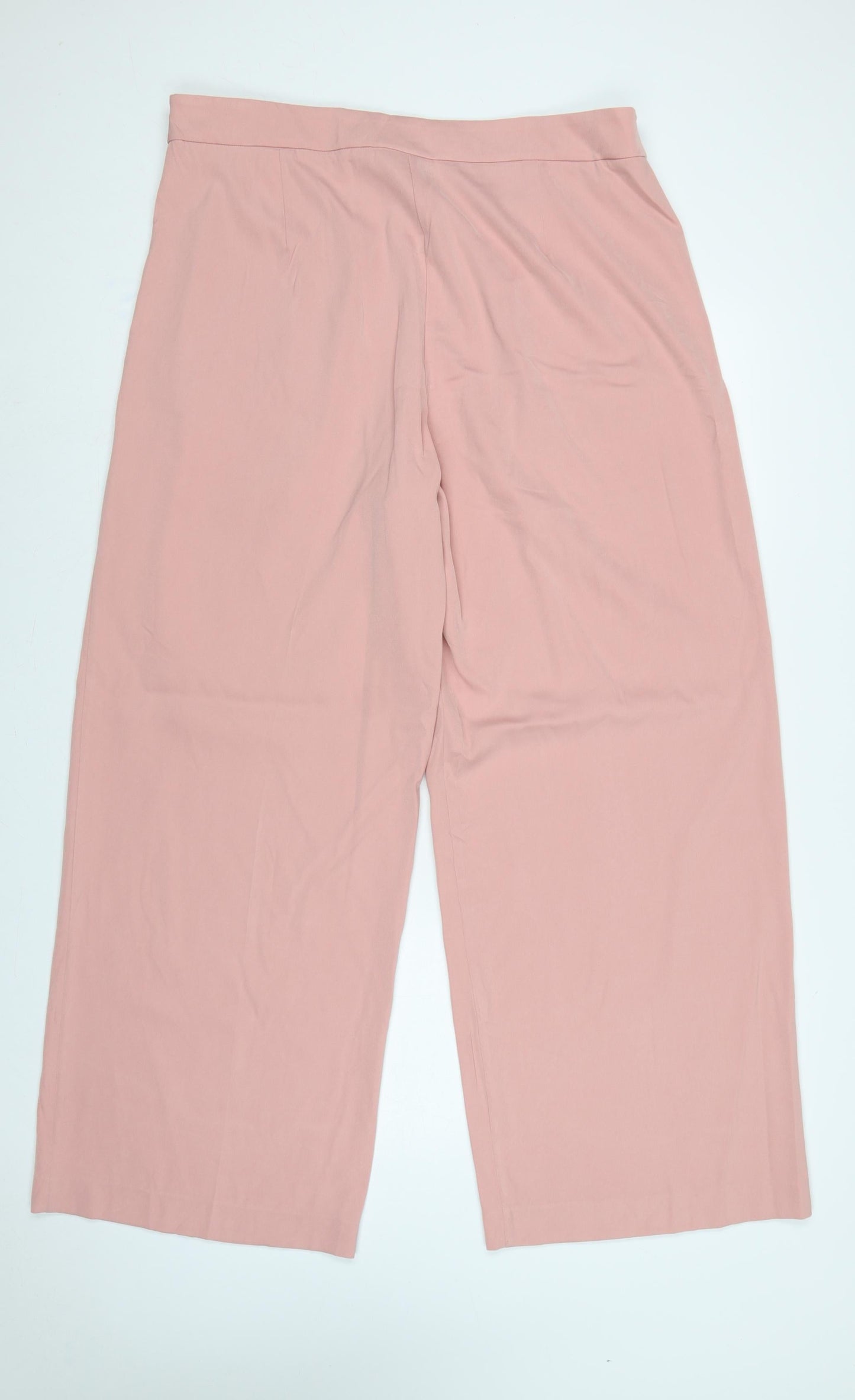Marks and Spencer Women Pink UK 18 Wide-Leg Trousers Regular