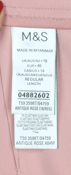 Marks and Spencer Women Pink UK 18 Wide-Leg Trousers Regular