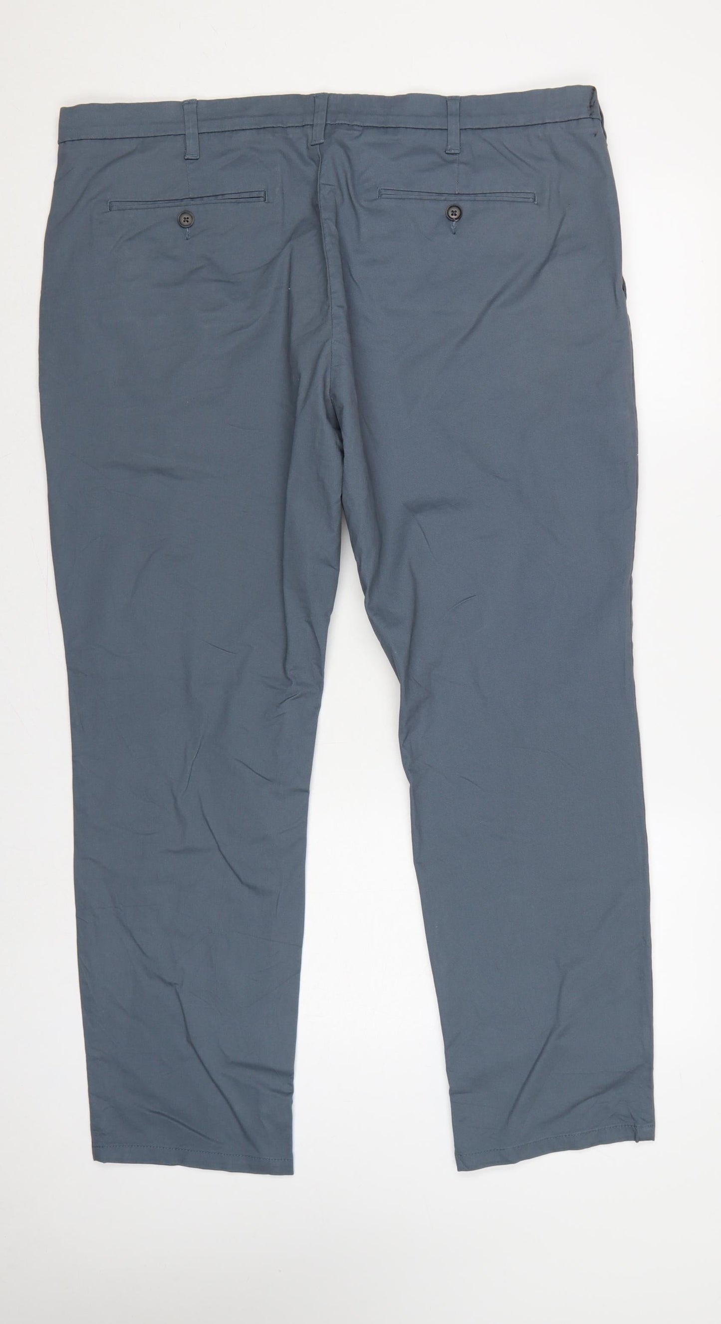 Marks and Spencer Men's Blue 40/29 Slim Fit Cotton Chino Trousers