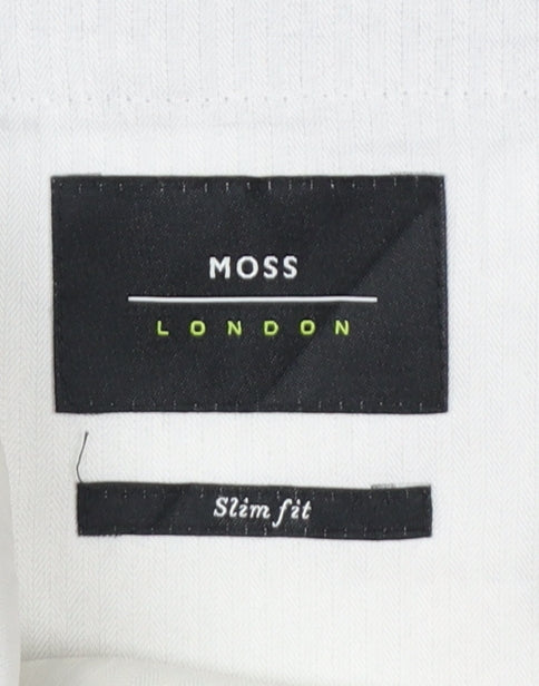 Moss London Men’s Grey 32in Slim Fit Tapered Dress Trousers