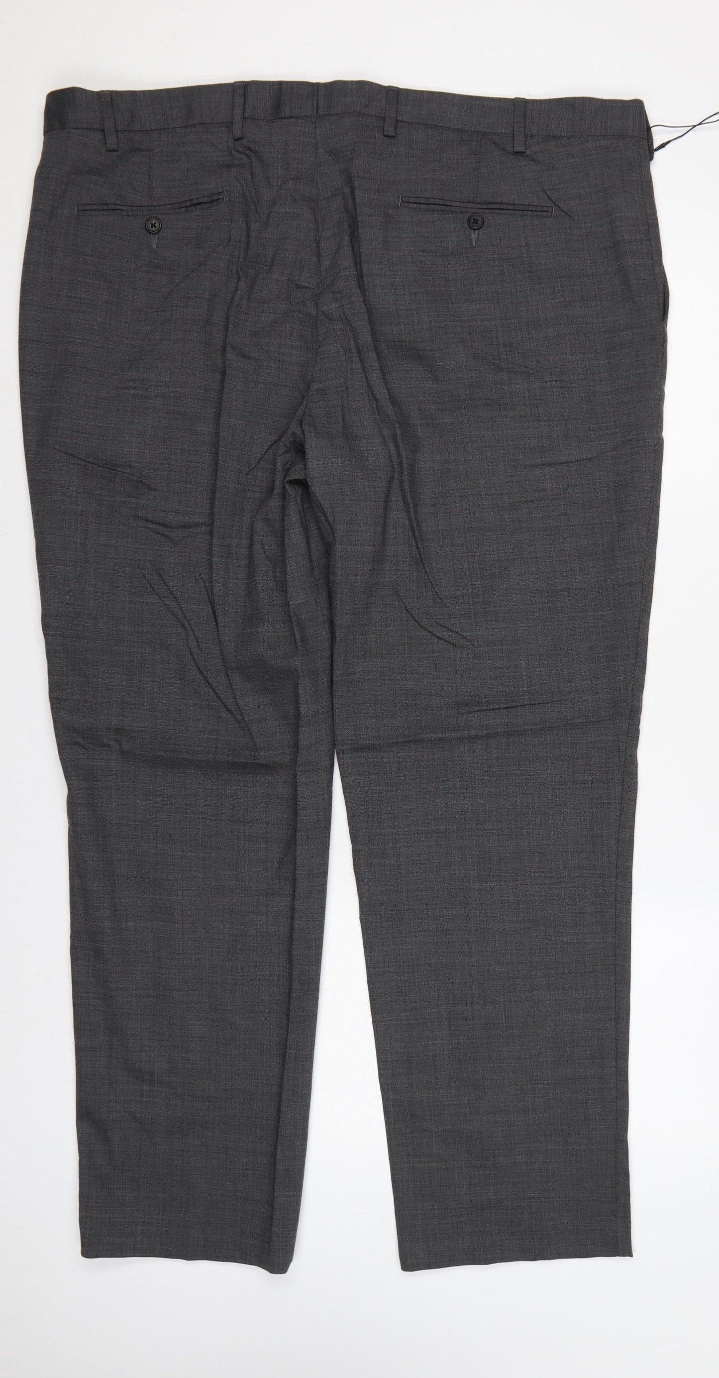 M&S Men’s Grey 44in Regular Wool Blend Performance Dress Trousers