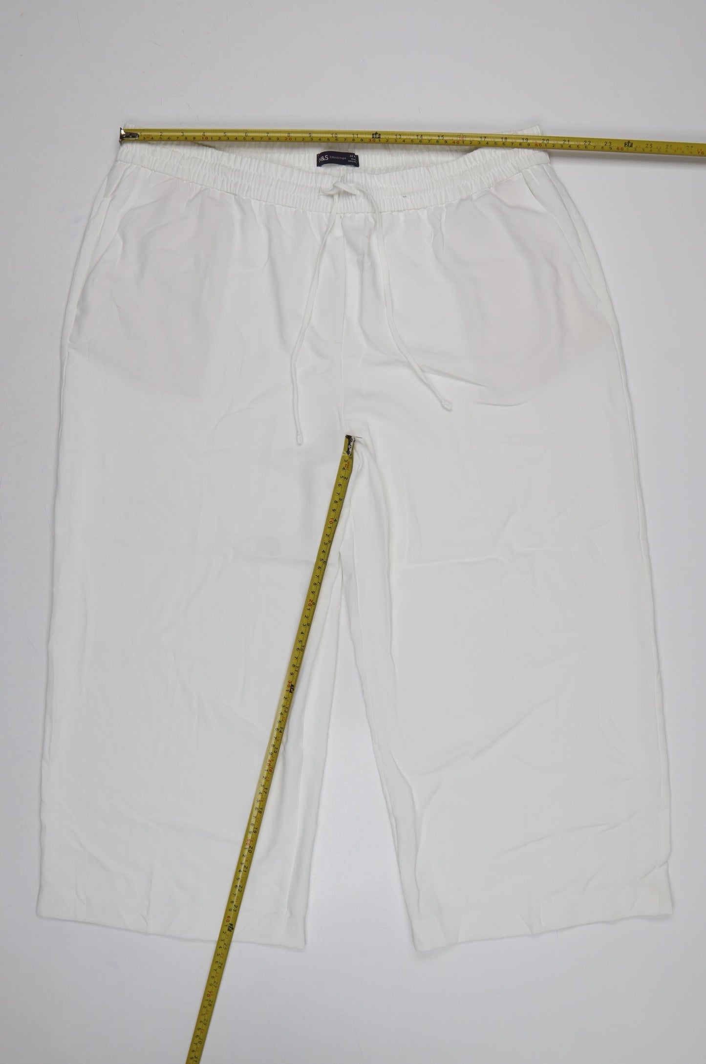 Marks and Spencer Women Ivory UK 22 Cropped Drawstring Trousers