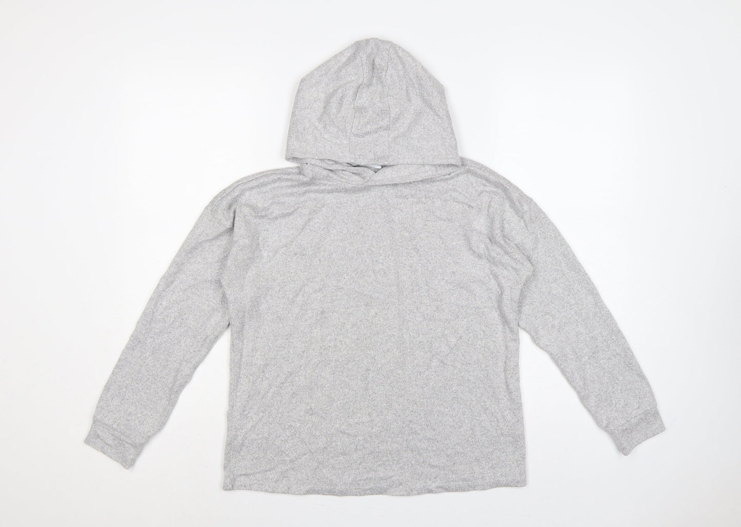 Marks and Spencer Girls Grey 12-13 Years Pullover Hooded Knit Hoodie