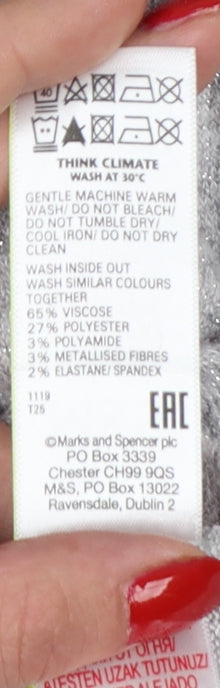Marks and Spencer Girls Grey 12-13 Years Pullover Hooded Knit Hoodie