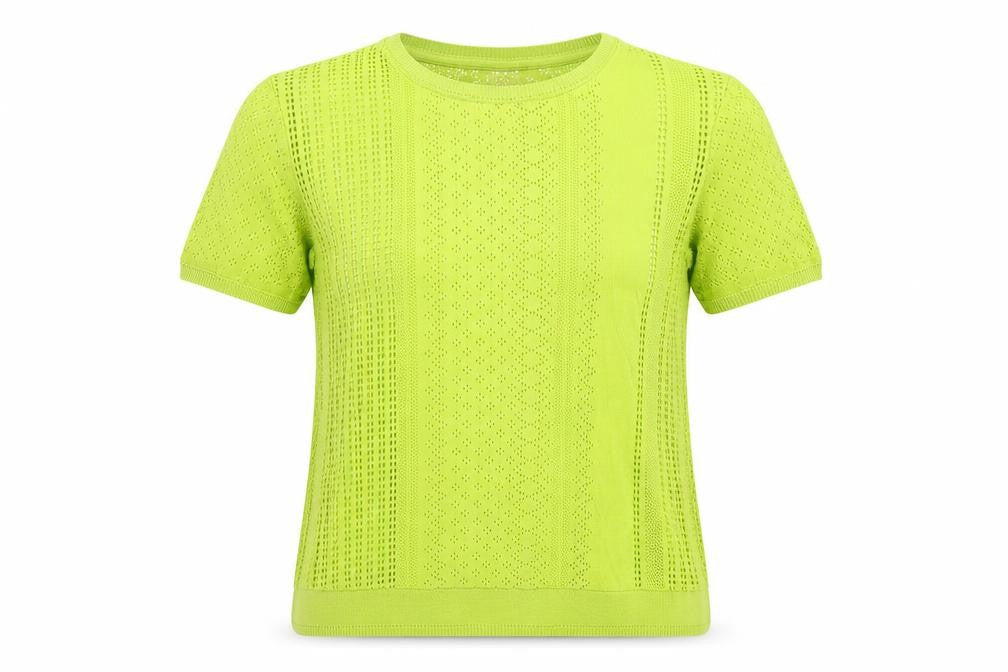 Gok for Tu Women Yellow Size 12 Open-Knit Short Sleeve Pullover Jumper
