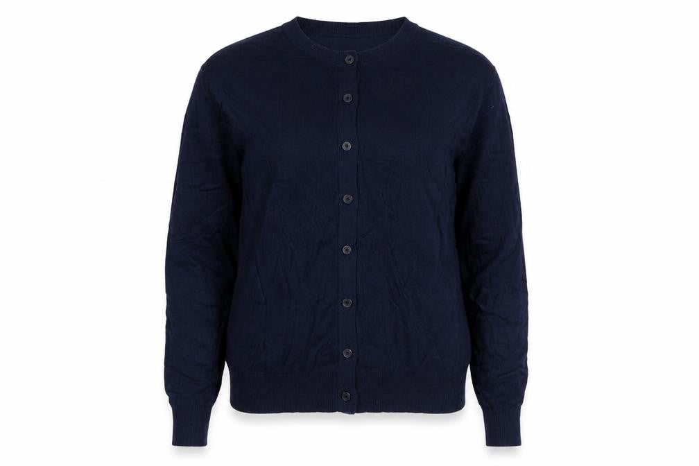 Marks and Spencer Women Blue UK 14 Crew Neck Button Knit Cardigan
