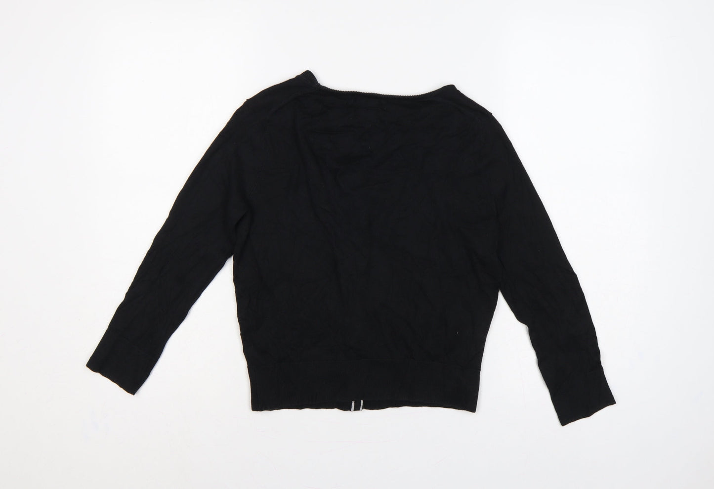 Banana Republic Women Black S V-Neck Button Knit Cardigan