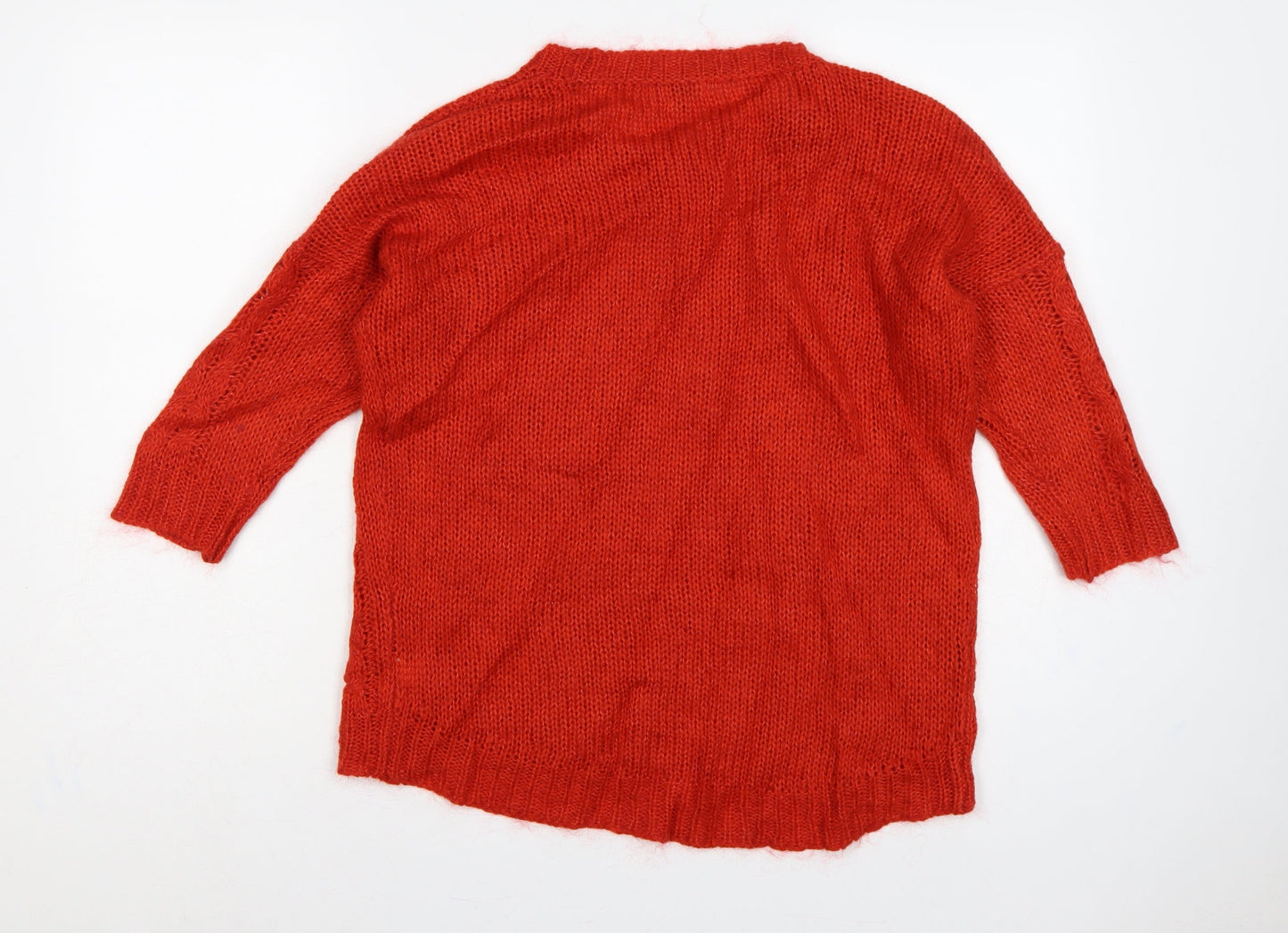 Next Women Red UK 12 Cable Knit Mohair Blend Round Neck Jumper