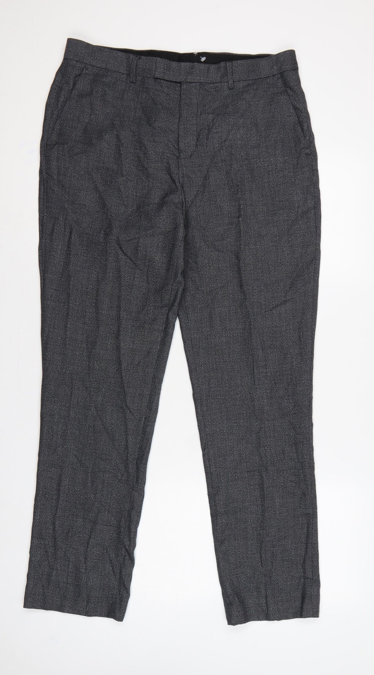 Jacamo Men’s Grey 34R Regular Fit Straight Dress Trousers Formal