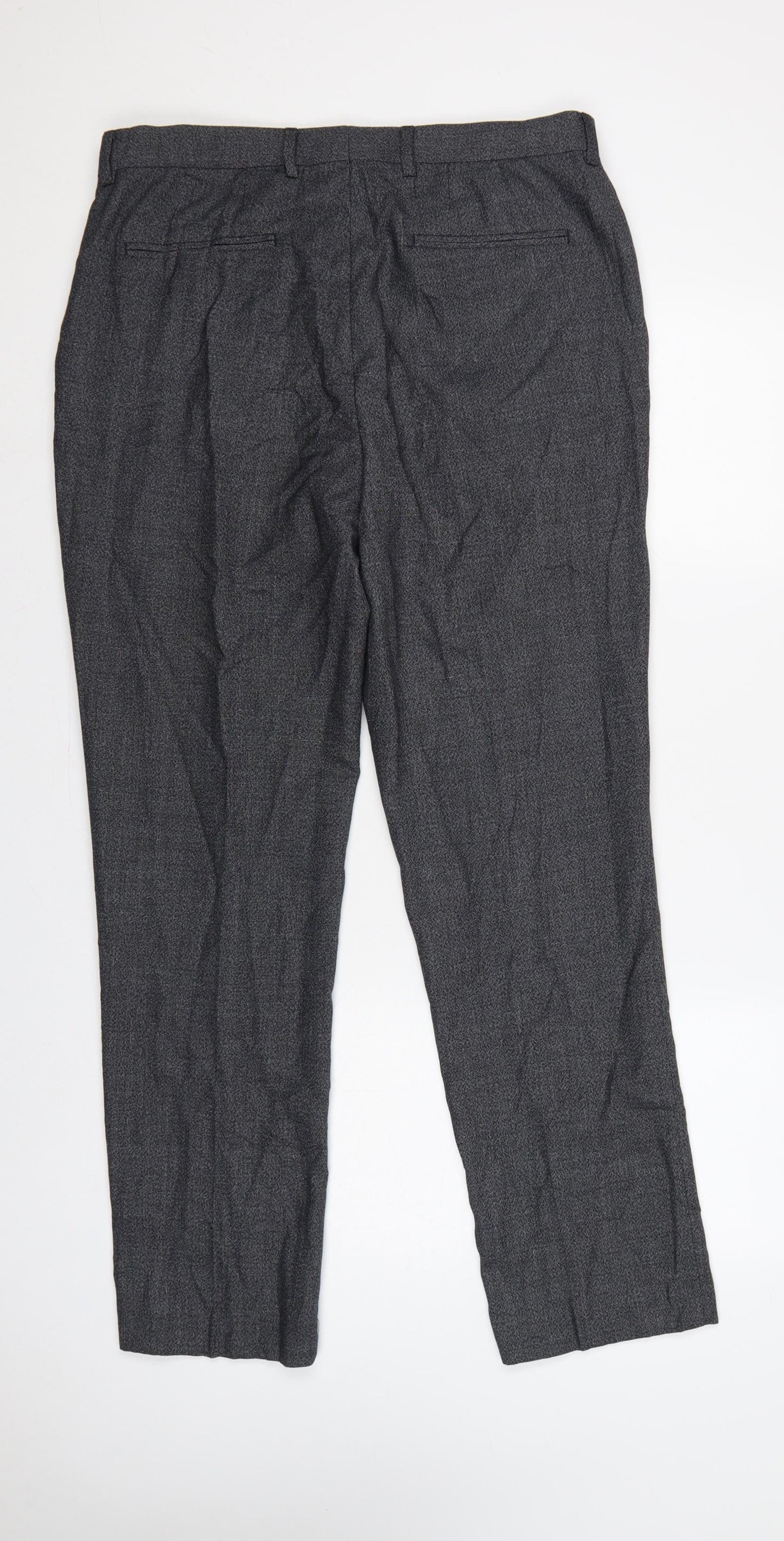 Jacamo Men’s Grey 34R Regular Fit Straight Dress Trousers Formal