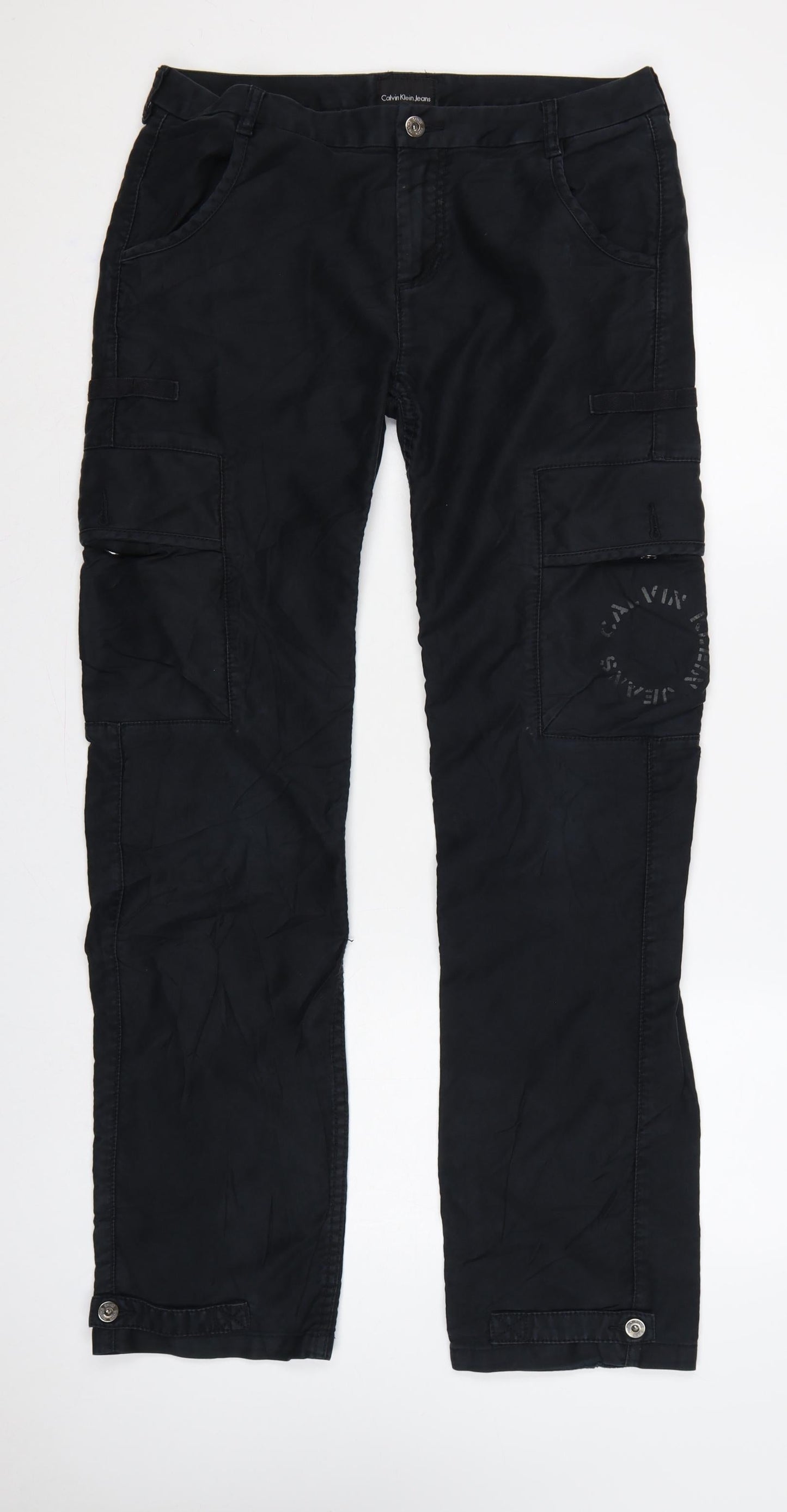 Calvin Klein Jeans Men Black W31 L34 Cargo Trousers Straight Leg