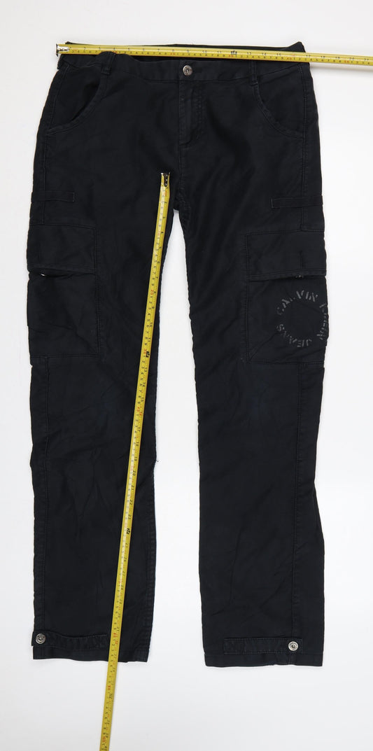 Calvin Klein Jeans Men Black W31 L34 Cargo Trousers Straight Leg