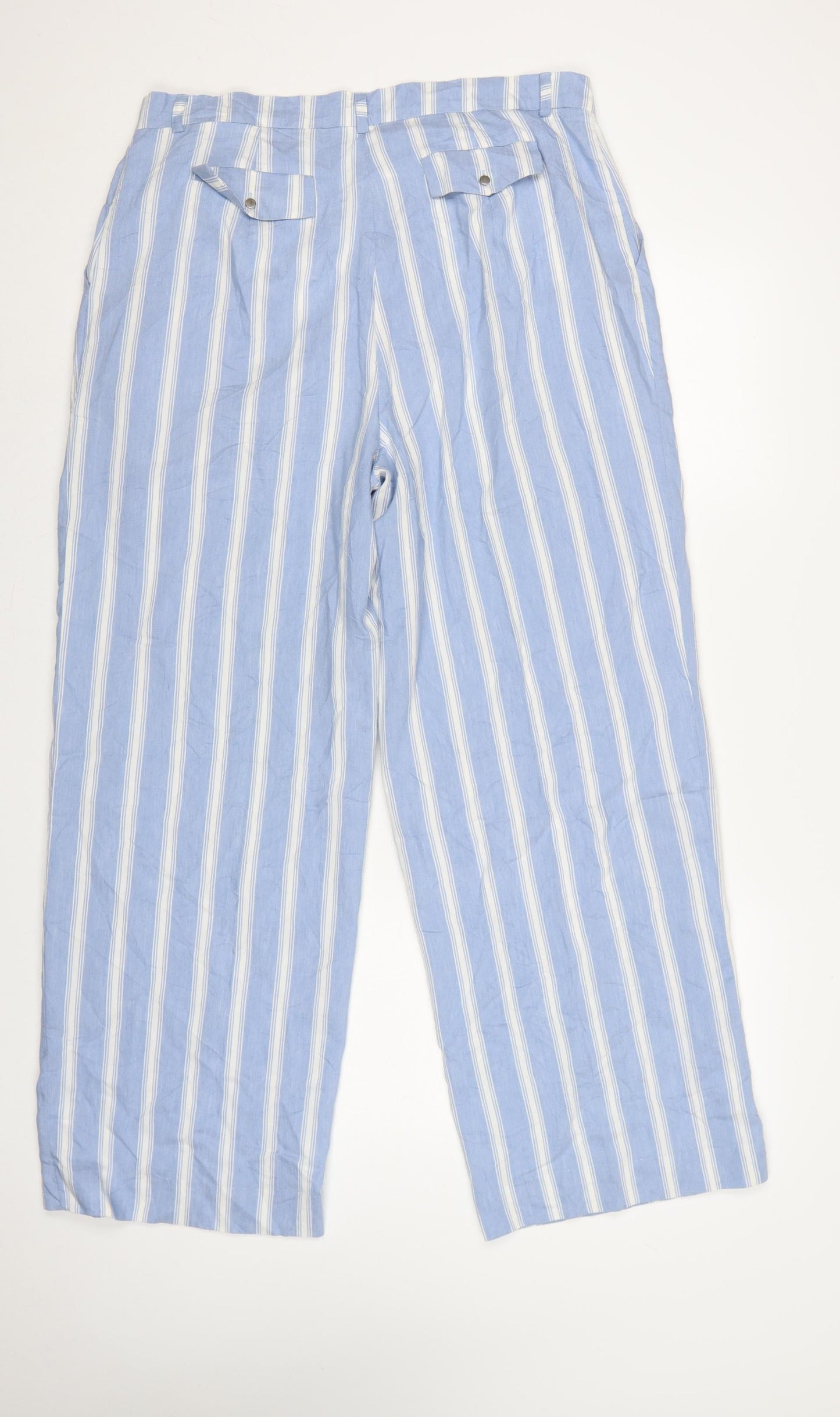 Autograph Women’s Blue Stripe High Rise Pleated Trousers UK 16