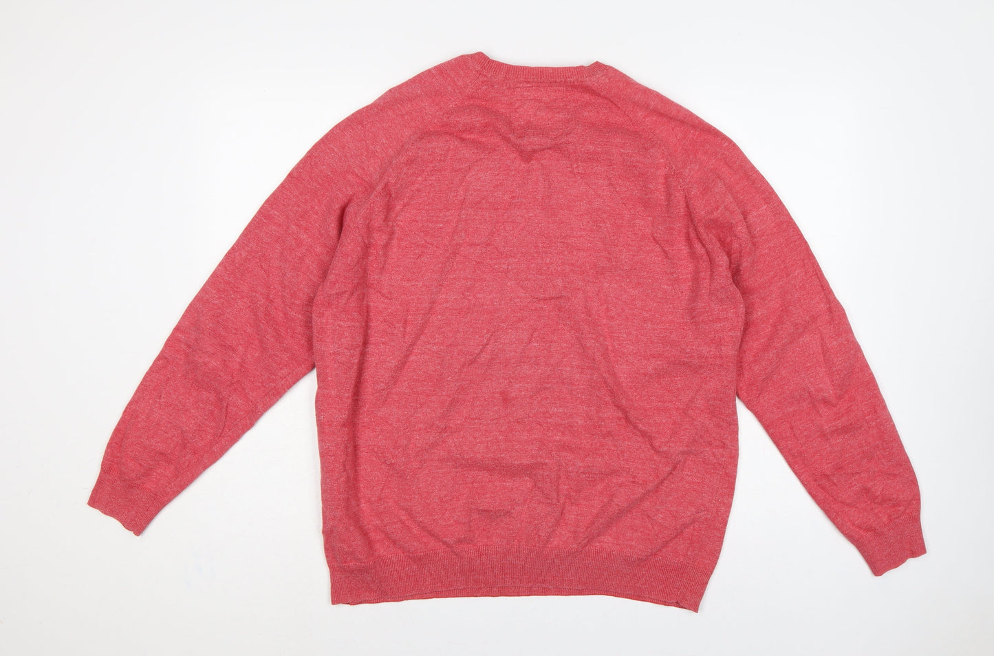Superdry Men Pink 2XL Orange Label KnitCo Crew Neck Pullover Jumper