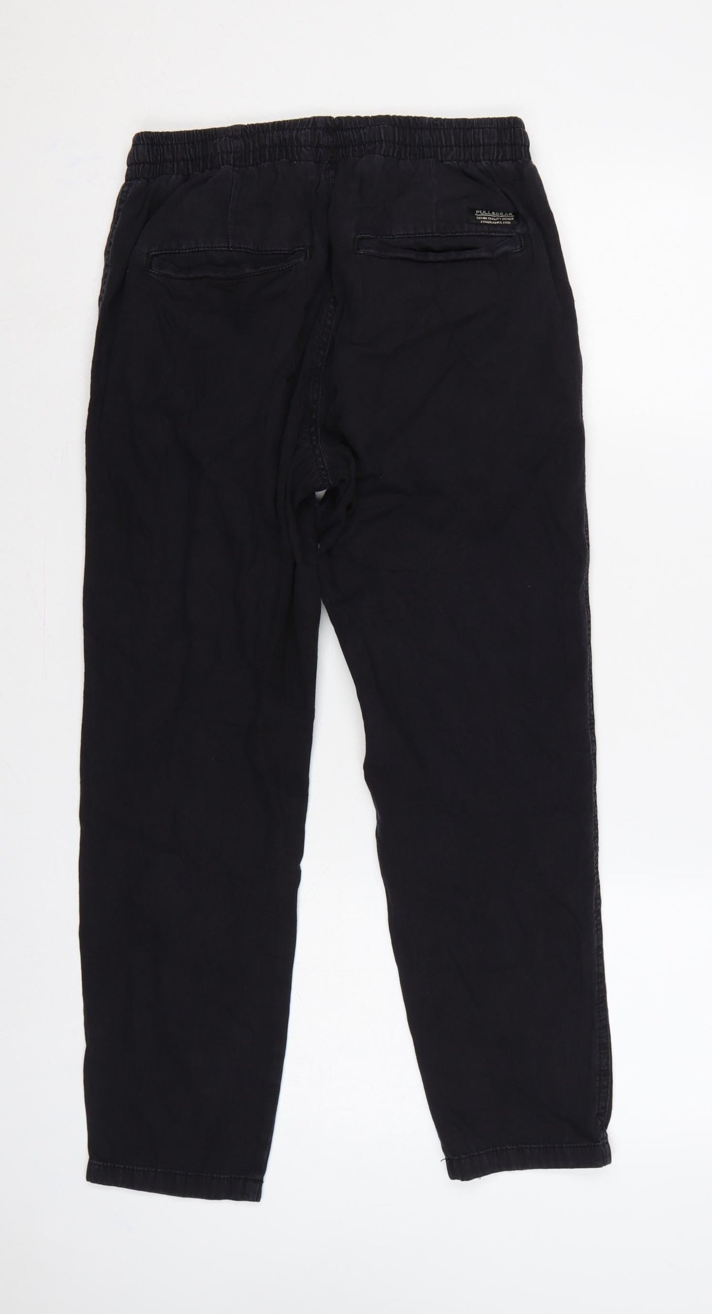 Pull&Bear Women’s Black S Cotton Drawstring Jogger Trousers