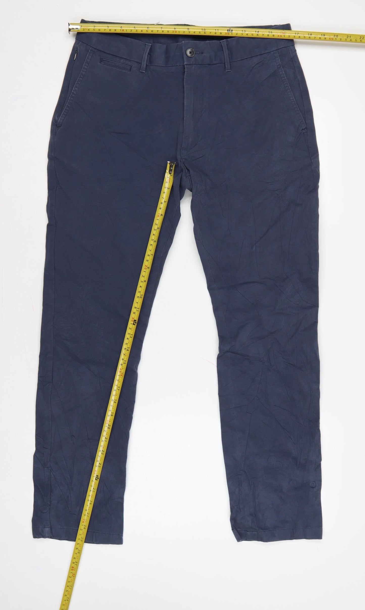 Marks and Spencer Men's Blue 32in Regular Stretch Chino Trousers