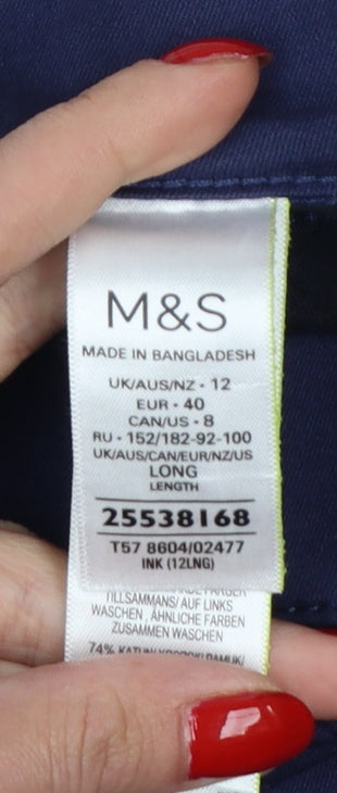 Marks & Spencer Women Blue UK 12 Long Skinny Stretch Jeggings