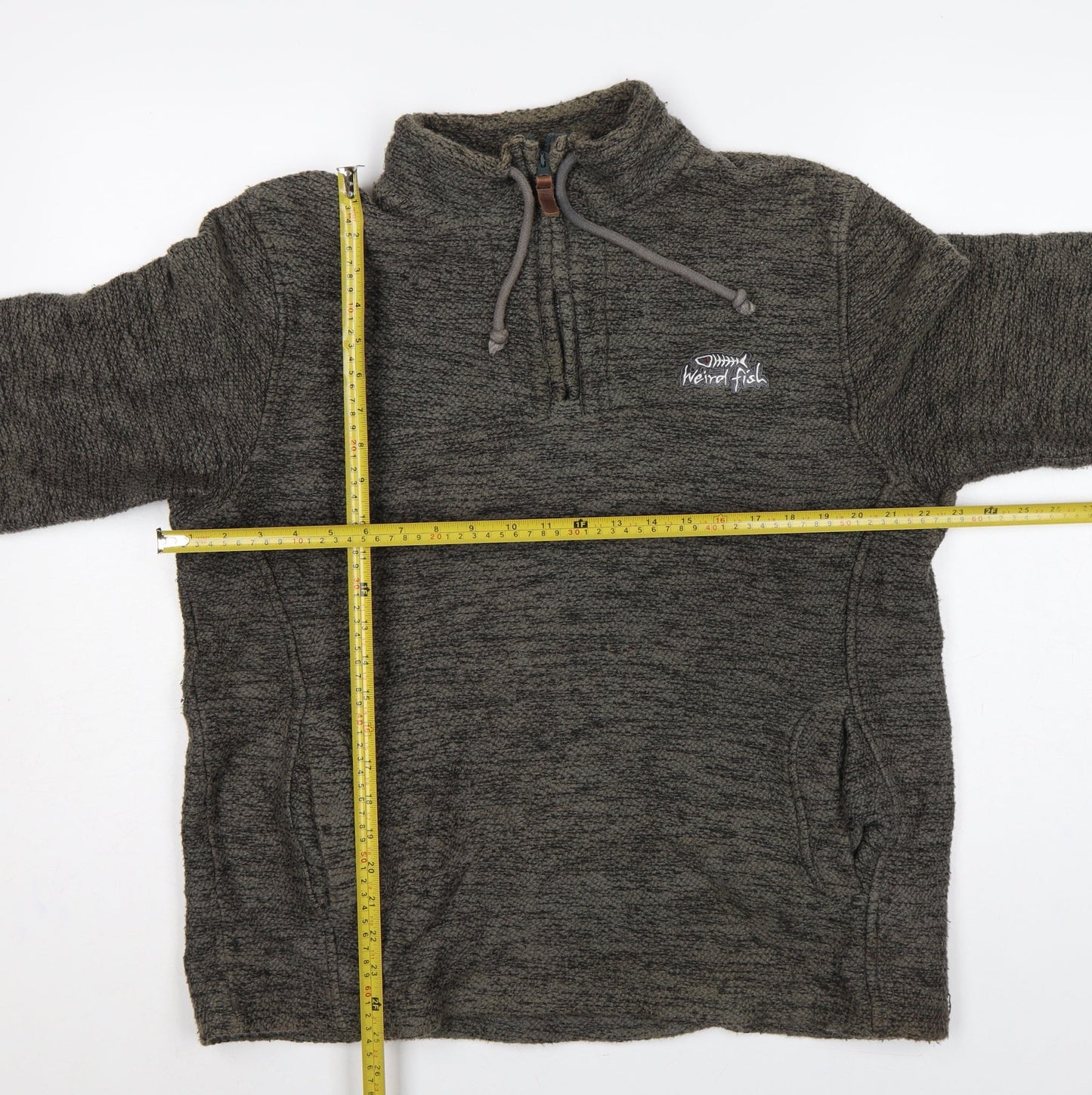 Weird Fish Men’s Grey M 1/4 Zip Fleece Sweatshirt Embroidered Logo