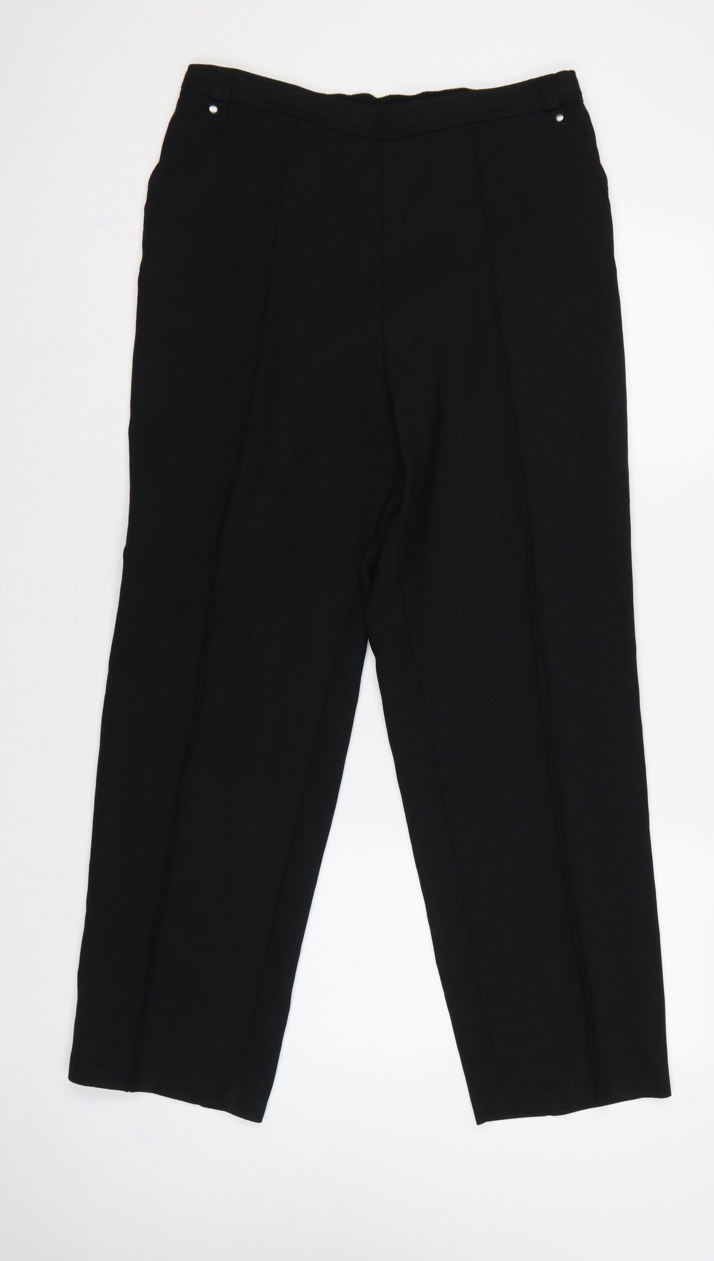 M&S Women’s Black UK 14 Straight Leg Elastic Waist Work Trousers