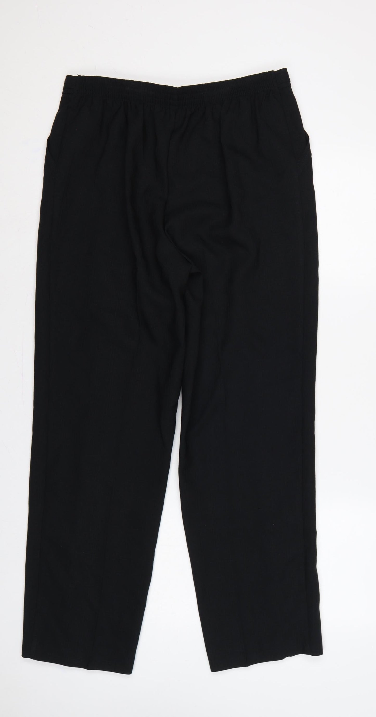 M&S Women’s Black UK 14 Straight Leg Elastic Waist Work Trousers