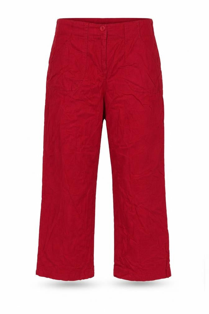 Marks and Spencer Women Red Linen Blend Wide Leg Trousers UK 12